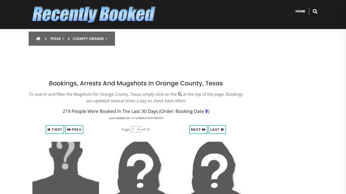 Bookings, Arrests and Mugshots in Orange County, Texas - Recently Booked