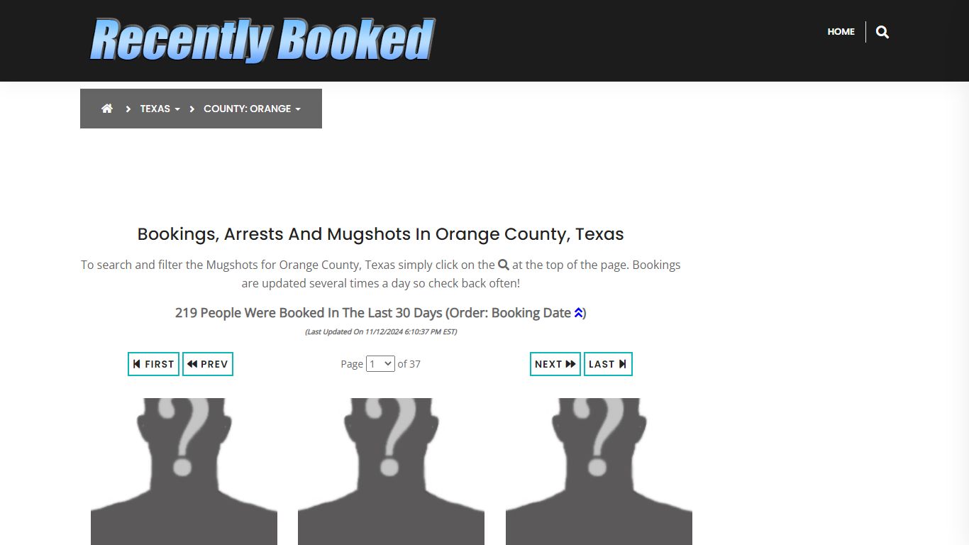 Bookings, Arrests and Mugshots in Orange County, Texas - Recently Booked