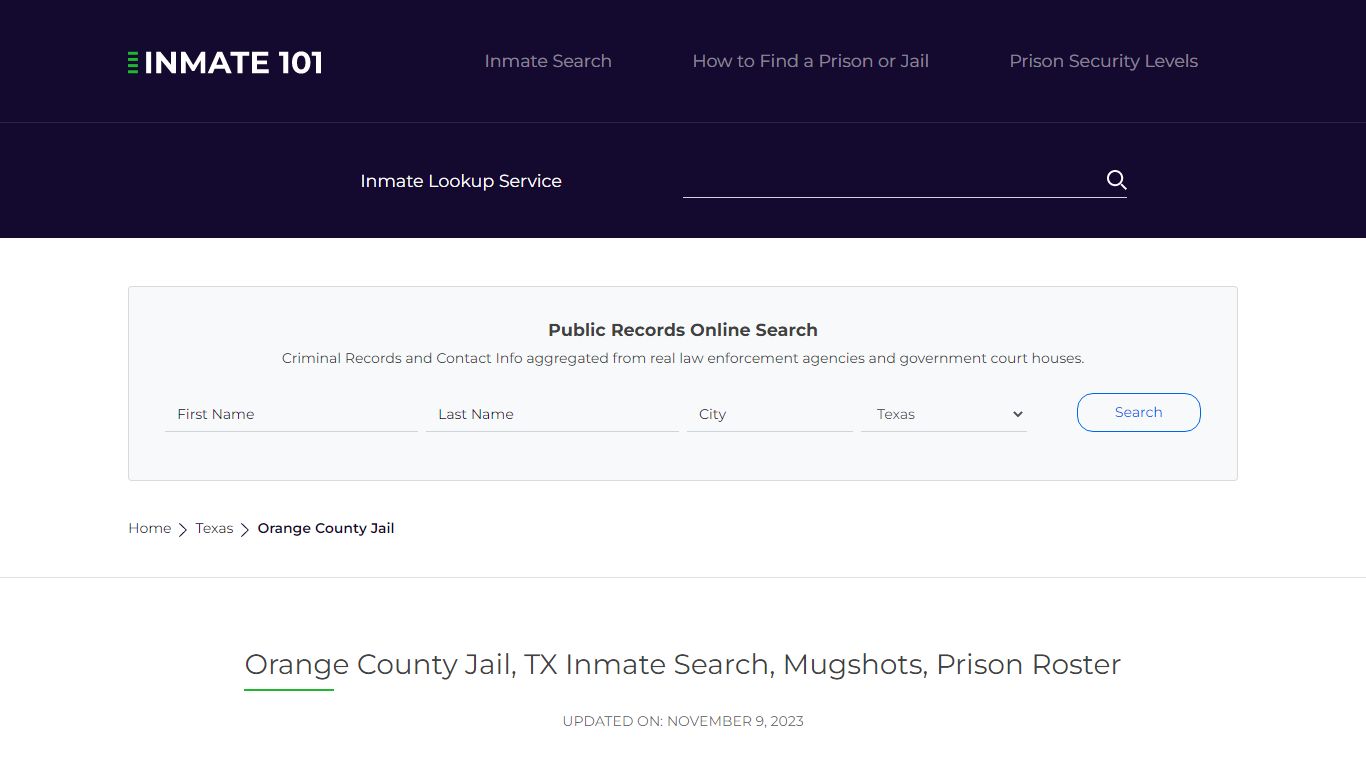Orange County Jail, TX Inmate Search, Mugshots, Prison Roster
